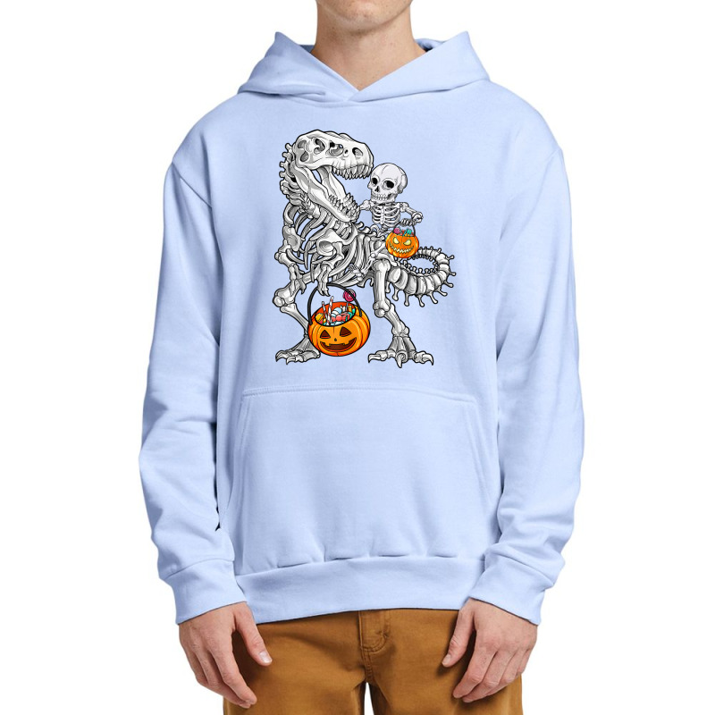 Skeleton Dinosaur T Rex Boys Halloween Mummy Funny Pumpkin Urban Pullover Hoodie | Artistshot