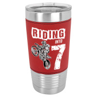 Riding Into 7 Years Old 7th Birthday Boy Dirt Bike Party Leatherette Tumbler | Artistshot