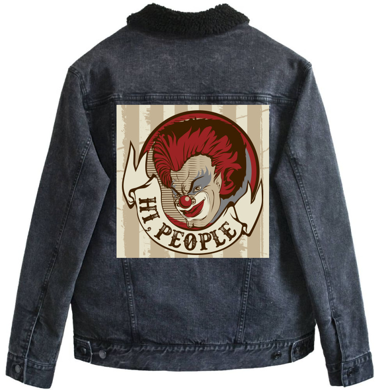 Clown Say Hi People Unisex Sherpa-Lined Denim Jacket by Heri Iye | Artistshot