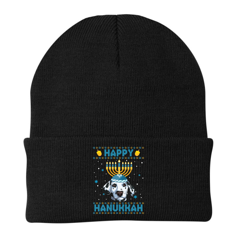 Dalmatian Dog Mens Happy Hanukkah Dalmatian Hanukkah Ugly Sweater Chri Beanie by pester | Artistshot