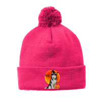 Dog Halloween Siberian Husky Jack O Lantern Pumpkin Pom Pom Beanie | Artistshot