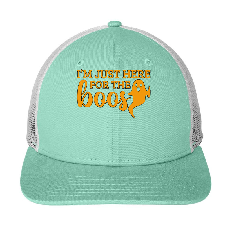 Halloween T  Shirti´m Just Here For The Boos Ghost Orange Color Text Snapback Trucker Cap by nancybackground | Artistshot