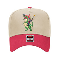 Machine Gun Trump On T Rex Dinosaur With American Flag T Shirt Adjustable Baseball Cap | Artistshot