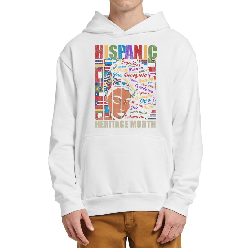 Latina Woman Art Hispanic Heritage Month Latin Country Flags Urban Pullover Hoodie by cm-arts | Artistshot