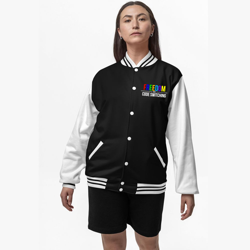 Freedom Over Code Switching Rainbow Long Sleeve T Shirt Bomber Jacket | Artistshot