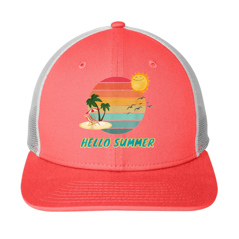 Hello Summer Vacation Palm Tree Sun Birds And Sea Snapback Trucker Cap by LeonelSalas | Artistshot