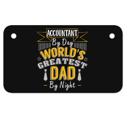 accountant by day world's createst dad by night t shirt Motorcycle License Plate | Artistshot