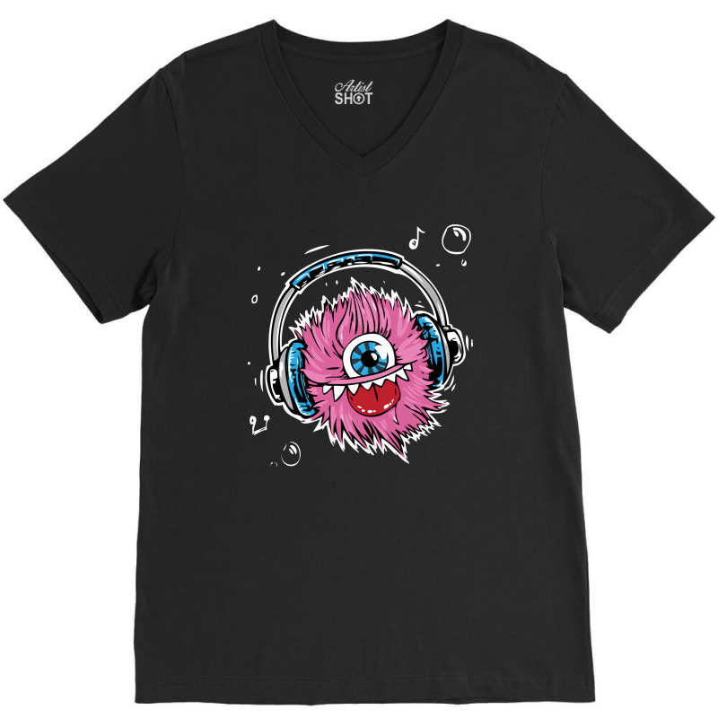 Monster Headphone V-Neck Tee by Chiks | Artistshot