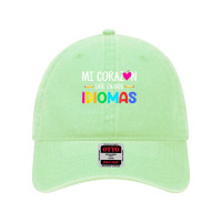 Mi Corazon Late En Dos Idiomas, Bilingual Spanish Teacher T Shirt Dyed Cap | Artistshot