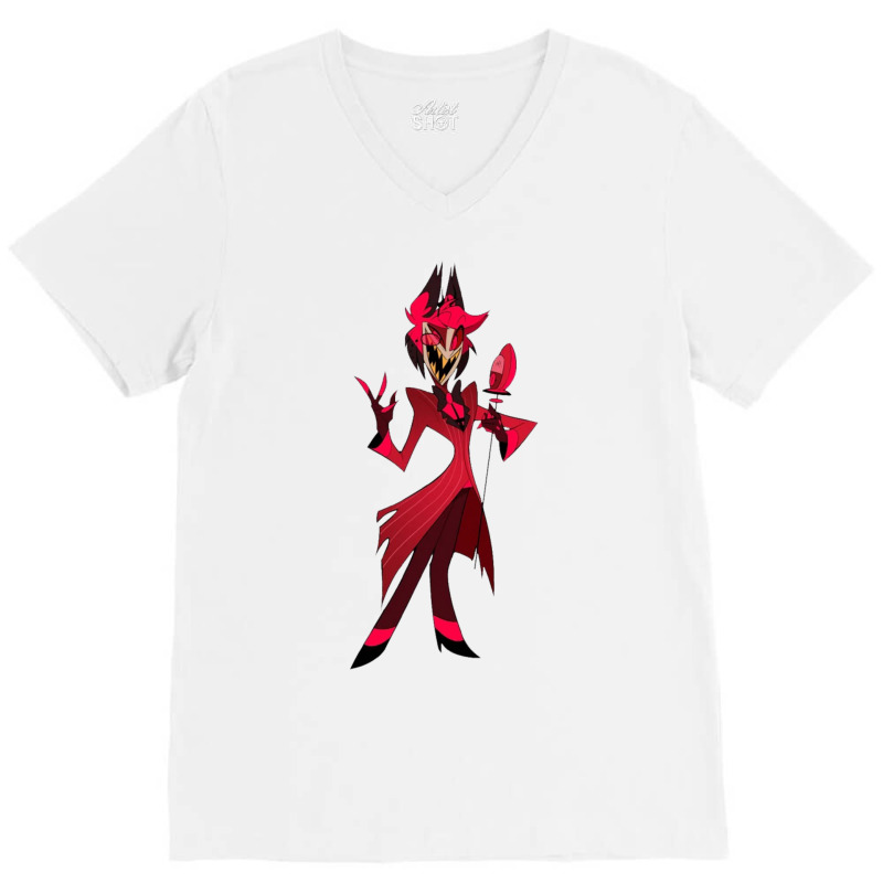 Custom Hazbin Hotel Alastor Angel Dust Jebydemon Hazbin Alastor Charlie V Neck Tee By