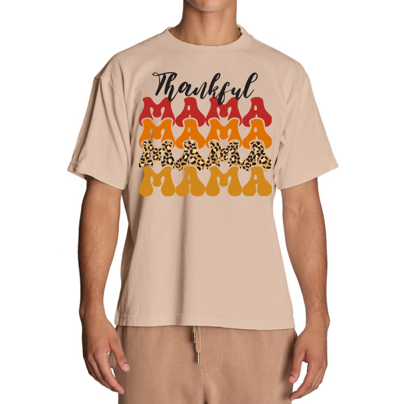 Thankful Mama Script Groovy Thanksgiving Fall Autumn Gift For Mother T Urban Heavy T-shirt | Artistshot