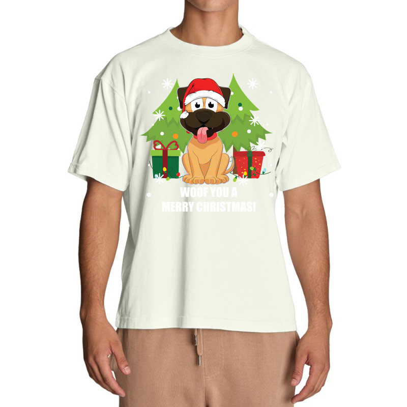 Funny Christmas Santa Dog Woof You A Merry Christmas Novelty Pullover Urban Heavy T-shirt | Artistshot