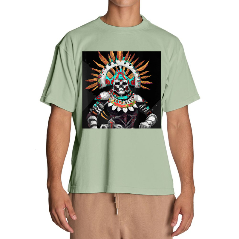 Dia De Los Muertos Aztec Warrior Calavera Mayan Mythology T Shirt Urban Heavy T-shirt by cm-arts | Artistshot