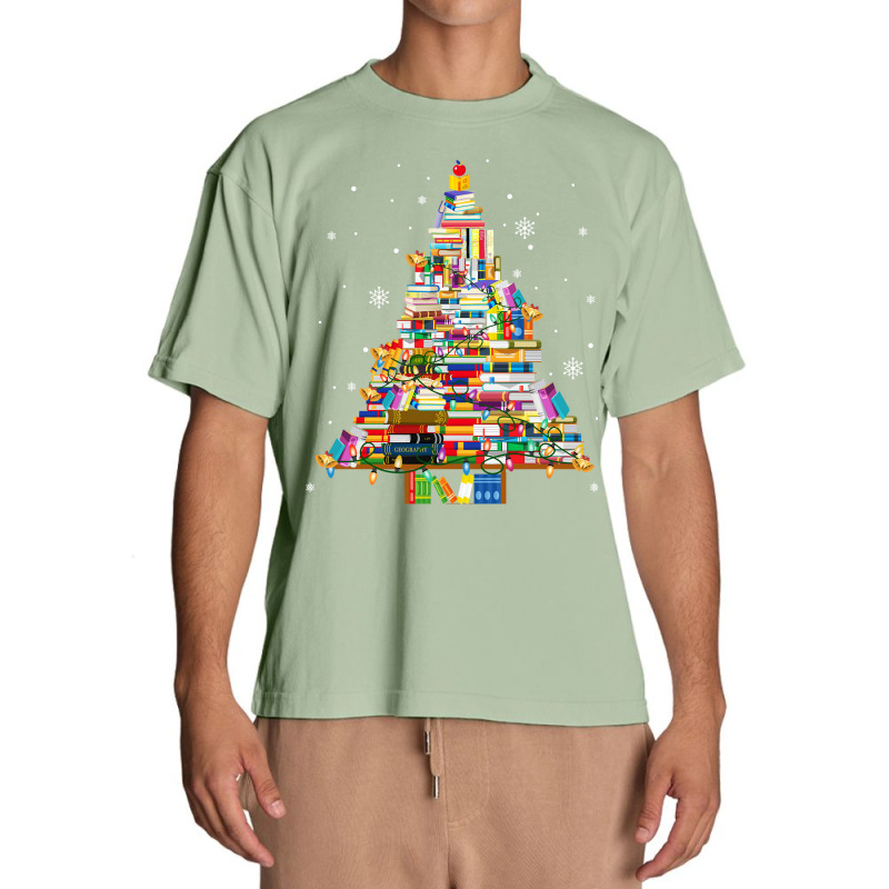 Christmas Library Tree Lights For Librarian And Book Lover Long Sleeve Urban Heavy T-shirt by cm-arts | Artistshot