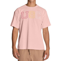 Usc Womens Tricolor Curved Block Cardinal Gold White V-neck Urban Heavy T-shirt | Artistshot