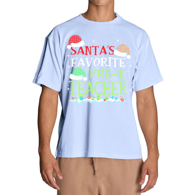 V1 Xmas Santa's Favorite Pre- K Teacher Funny Christmas Gift Urban Heavy T-shirt | Artistshot