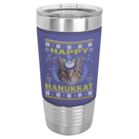 Funny American Wirehair Cat Jewish Holiday Hanukkat Happy T Shirt Leatherette Tumbler | Artistshot