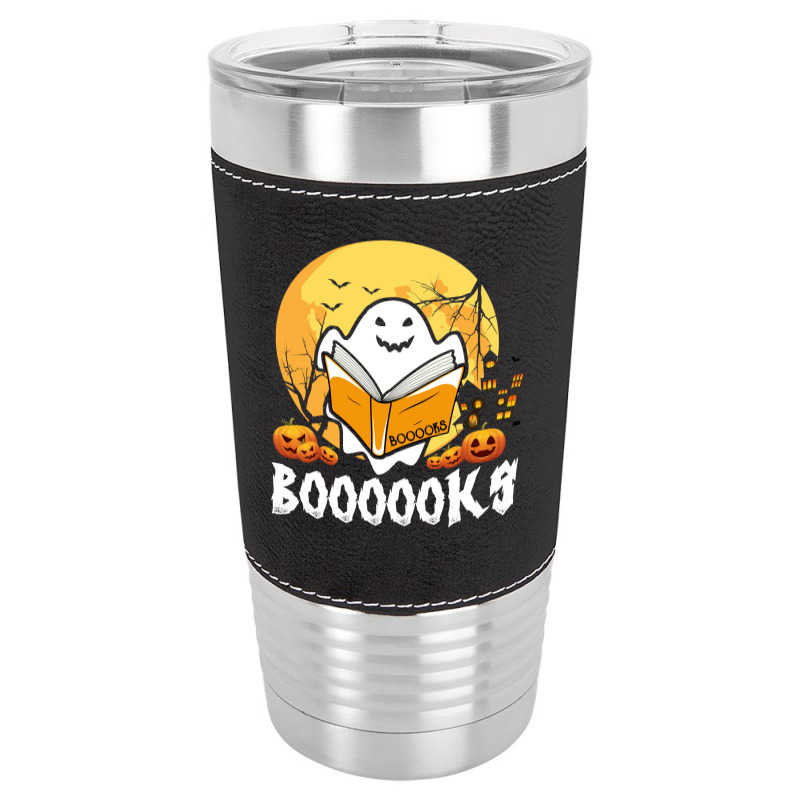 Booooks Ghost Boo Read Books Library Teacher Moon Bookworm Leatherette Tumbler | Artistshot