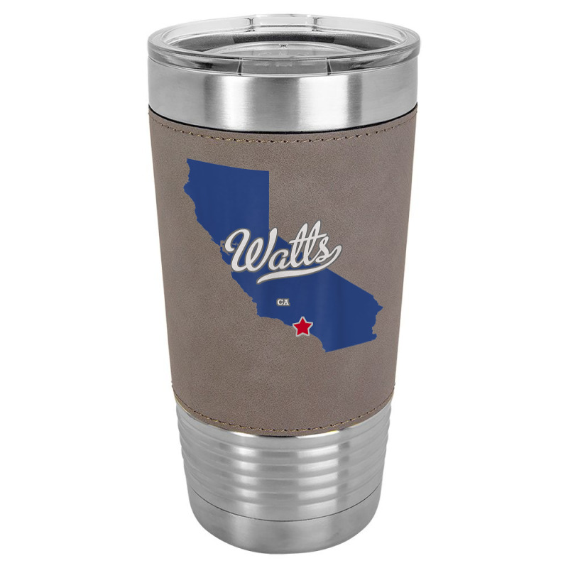 Watts California Los Angeles Ca Map T Shirt Leatherette Tumbler | Artistshot