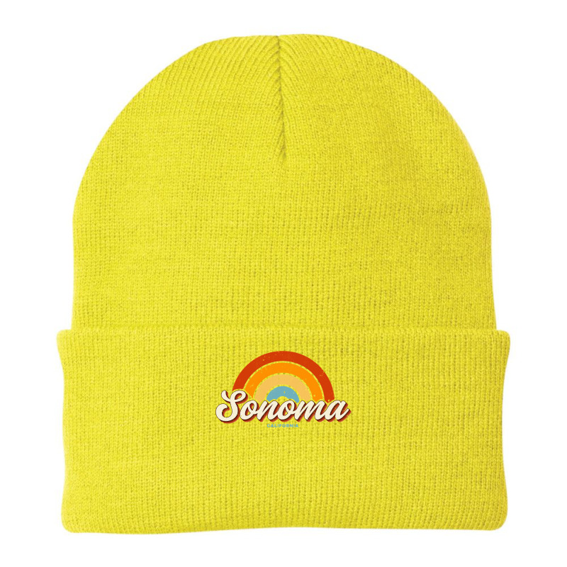 Sonoma California Ca Vintage Rainbow Retro 70s Long Sleeve T Shirt Beanie by cm-arts | Artistshot