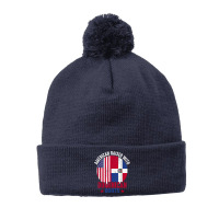 American Raised With Dominican Roots Dominican Republic Flag T Shirt Pom Pom Beanie | Artistshot