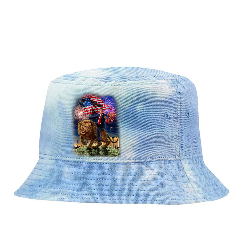 Usa President Donald Trump Rides On A Ferocious Lion Tie Dyed Bucket Hat | Artistshot