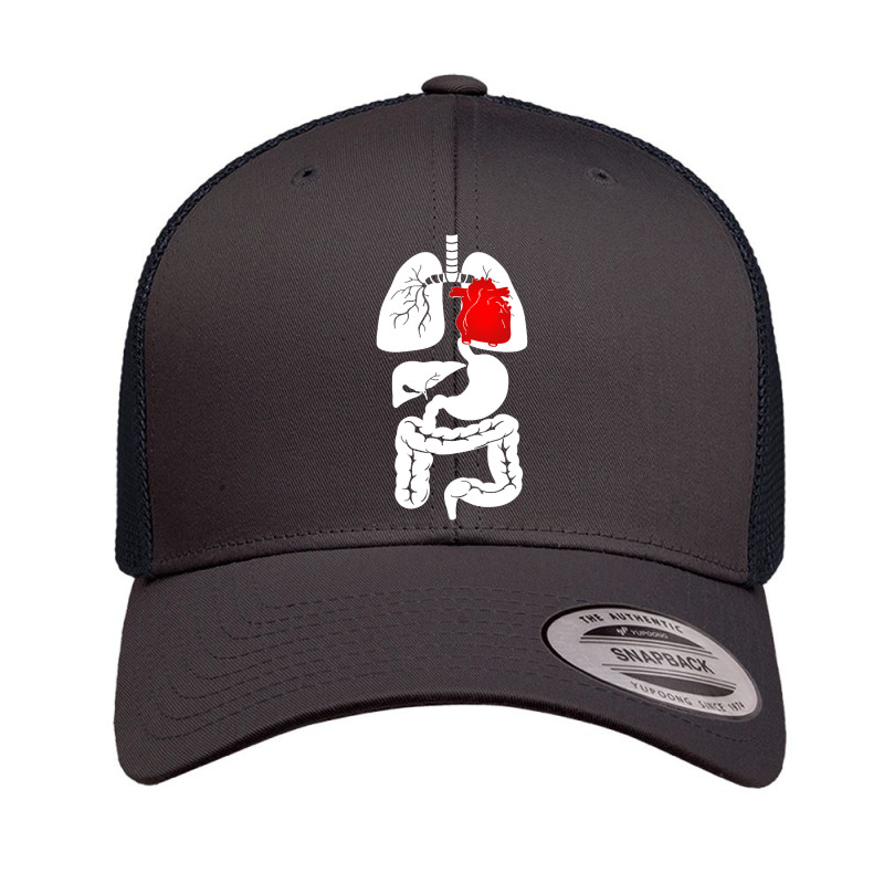 Funny Internal Organ Under The Skeleton Rib Cage Halloween Retro Trucker Cap | Artistshot