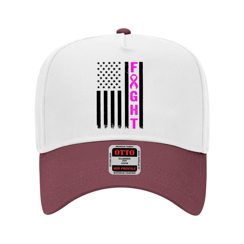 Fight Breast Survivor American Flag Adjustable Baseball Cap by Saprol Tees | Artistshot