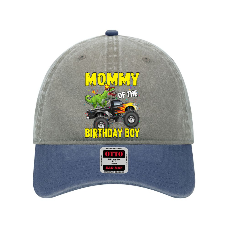 Mommy Of The Birthday Boy Dinosaurs T Rex Monster Truck Characters Car Dyed Cap | Artistshot