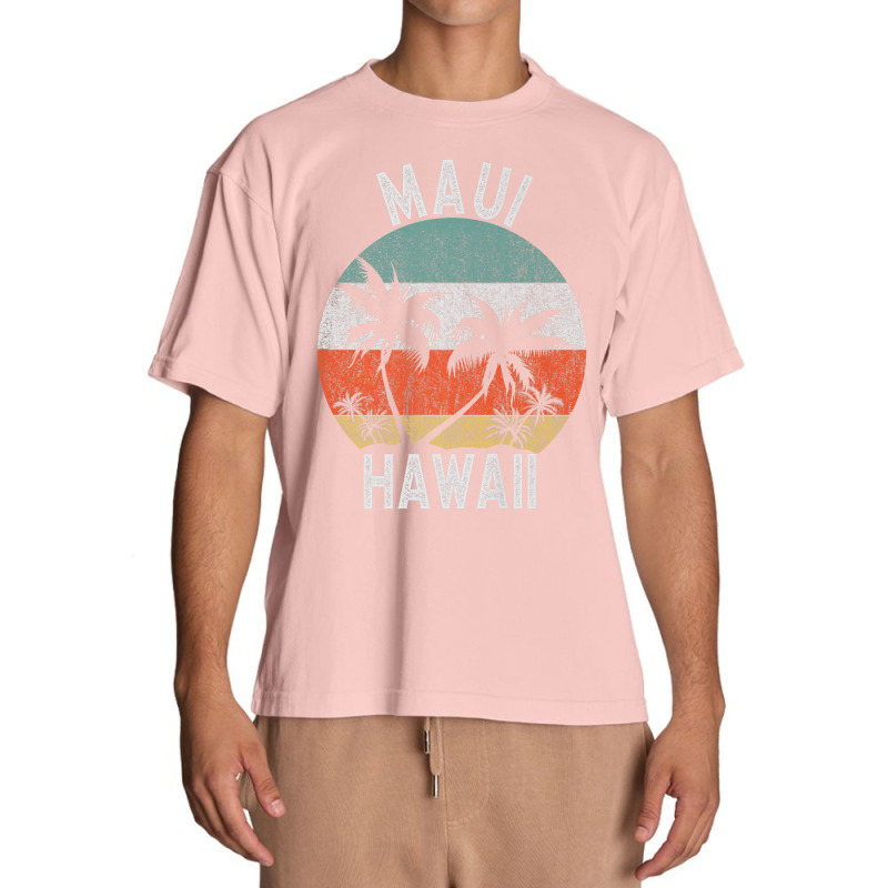 Maui Shirt Hawaii Retro Sunset Palm Trees Hawaiian Island Premium T Sh Urban Heavy T-shirt by cm-arts | Artistshot