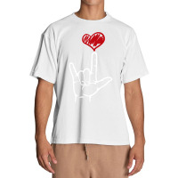 Asl I Love You Hand Heart American Sign Language Urban Heavy T-shirt | Artistshot