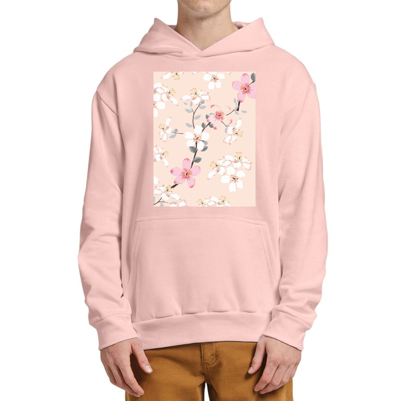 Seamless Pattern Pink Wild Flowers Isolated Pastel Urban Pullover Hoodie by cm-arts | Artistshot