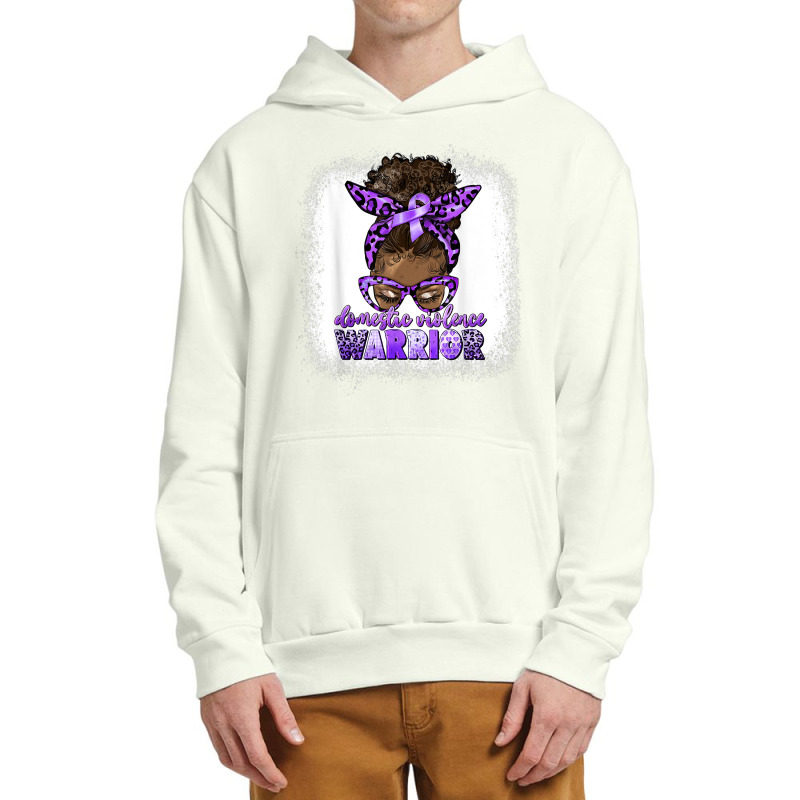 Black Woman Domestic Violence Warrior Afro Messy Bun Purple T Shirt Urban Pullover Hoodie | Artistshot