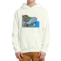 Blue Whale, Marine Sea Animal, Ocean Life, Surf, Art Work Raglan Baseb Urban Pullover Hoodie | Artistshot