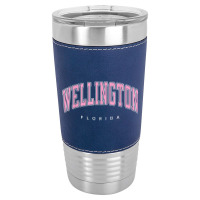 Wellington Florida Fl Varsity Style Pink Text Leatherette Tumbler | Artistshot