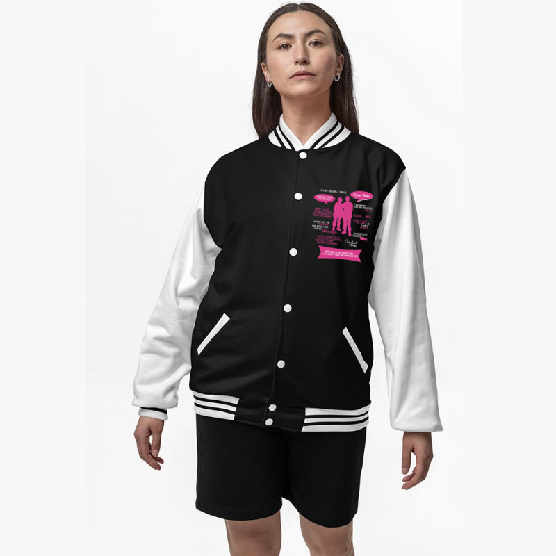 Stargate Sg-1 - Sam _amp_ Jack Quotes (pinkwhite Design) Fitted Bomber Jacket by cm-arts | Artistshot