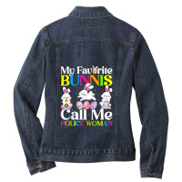 My Favorite Bunny Call Me Police Woman Easter Ladies Denim Jacket | Artistshot