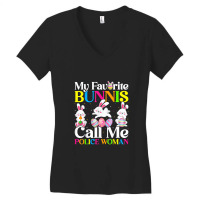 My Favorite Bunny Call Me Police Woman Easter Women's V-neck T-shirt | Artistshot