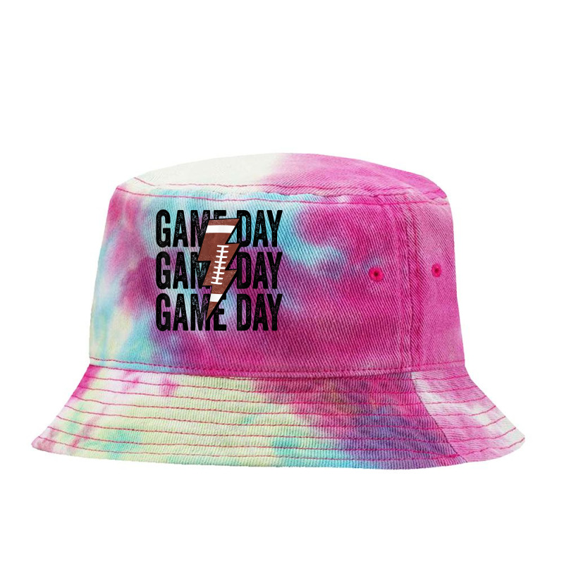 Vintage Game Day Football Lightning Bolt Funny Team Sport T Shirt Tie Dyed Bucket Hat by rostinoko | Artistshot