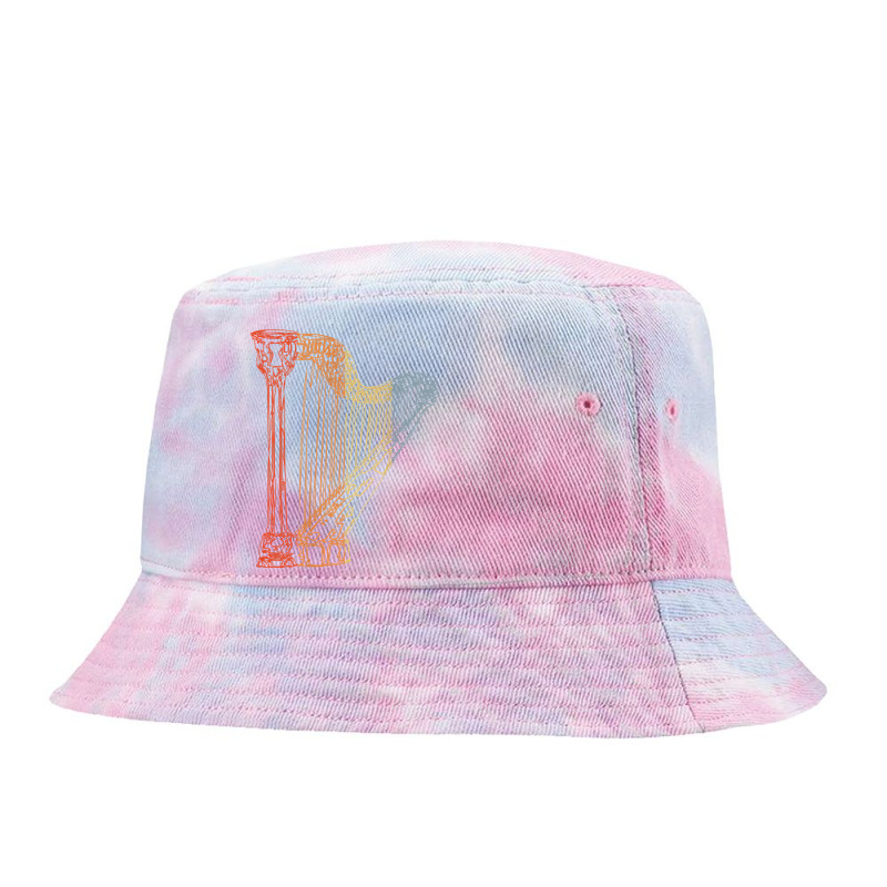 Vintage Harp Drawing Harpist Sketch T Shirt Tie Dyed Bucket Hat | Artistshot