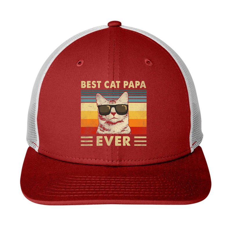 Best Cat Papa Ever  Vintage Retro Cat Dad Father Day Snapback Trucker Cap | Artistshot