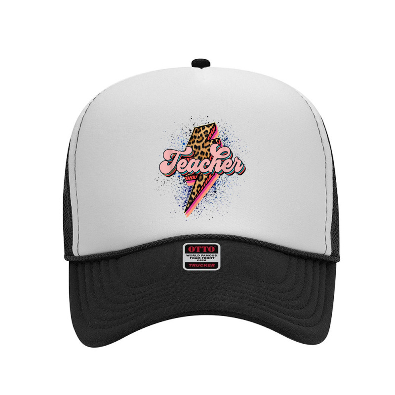 Teacher Leopard Lightning Thunder Western Back To School Foam Trucker Hat | Artistshot