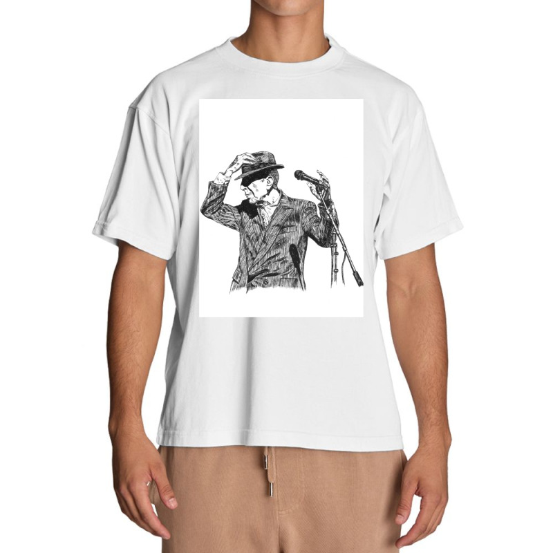 Leonard Cohen Original Hand Drawn Ink Print Urban Heavy T-shirt by cm-arts | Artistshot