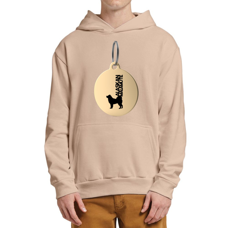 Alaskan Malamute Silhouette In Black And White On Gold Keyring Urban Pullover Hoodie | Artistshot