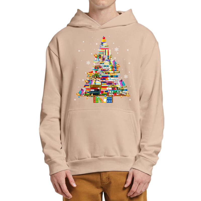 Christmas Library Tree Lights For Librarian And Book Lover Long Sleeve Urban Pullover Hoodie by cm-arts | Artistshot