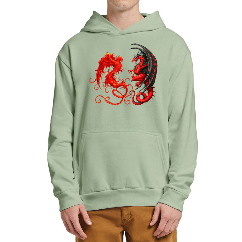 Rising Phoenix Fire And Dragon T Shirt Urban Pullover Hoodie by vacheu | Artistshot