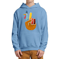 Thanksgiving Turkey Turkey Peace Hand Sign Thanksgiving (1) Urban Pullover Hoodie | Artistshot