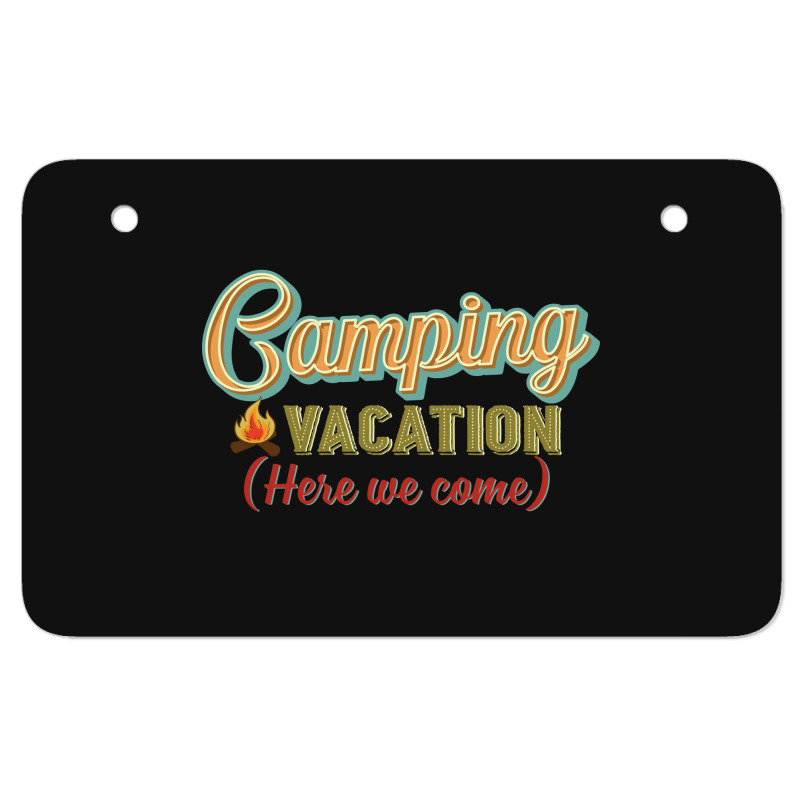 Camping Vacation Here We Come Retro Vintage Atv License Plate | Artistshot