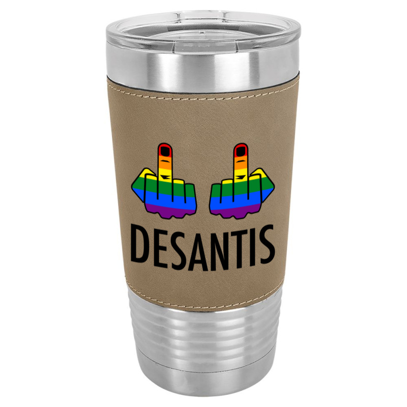 Fck Desantis X 2 - Censored With 2 Rainbow Middle Fingers Leatherette Tumbler | Artistshot