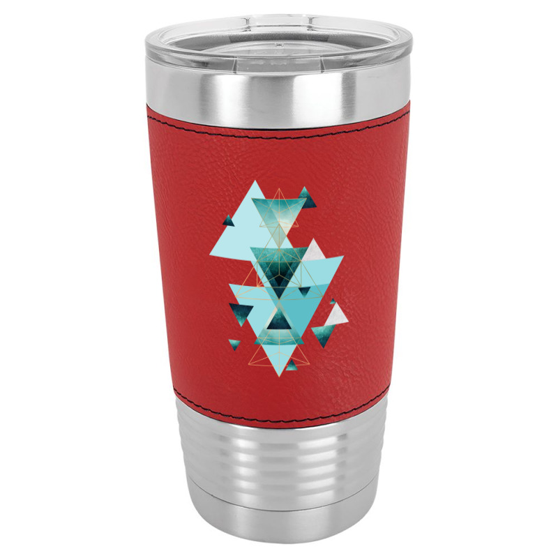 Geometric Triangle Compilation In Teal Leatherette Tumbler | Artistshot